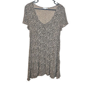 American Eagle Size Medium M Cheetah Print Comfy Dress Button Brown Black